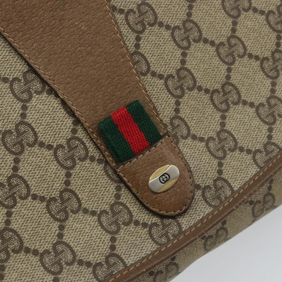 GUCCI GG Supreme Web Sherry Line Clutch Bag PVC Beige Gold 89 01 030 Auth BA9141