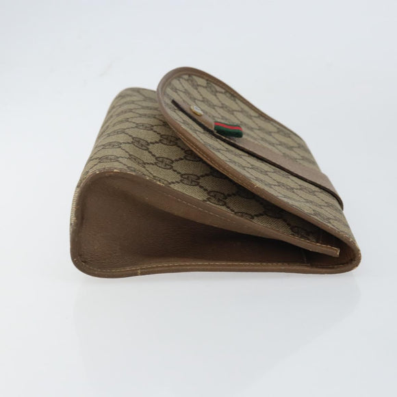 GUCCI GG Supreme Web Sherry Line Clutch Bag PVC Beige Gold 89 01 030 Auth BA9141