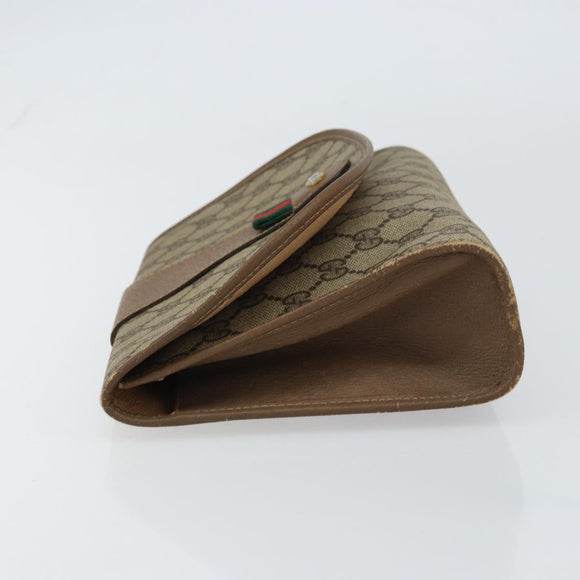 GUCCI GG Supreme Web Sherry Line Clutch Bag PVC Beige Gold 89 01 030 Auth BA9141