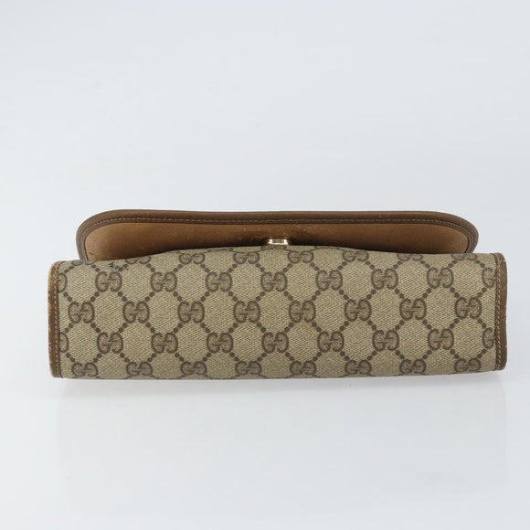 GUCCI GG Supreme Web Sherry Line Clutch Bag PVC Beige Gold 89 01 030 Auth BA9141