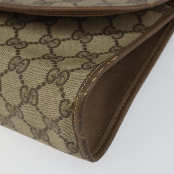 GUCCI GG Supreme Web Sherry Line Clutch Bag PVC Beige Gold 89 01 030 Auth BA9141