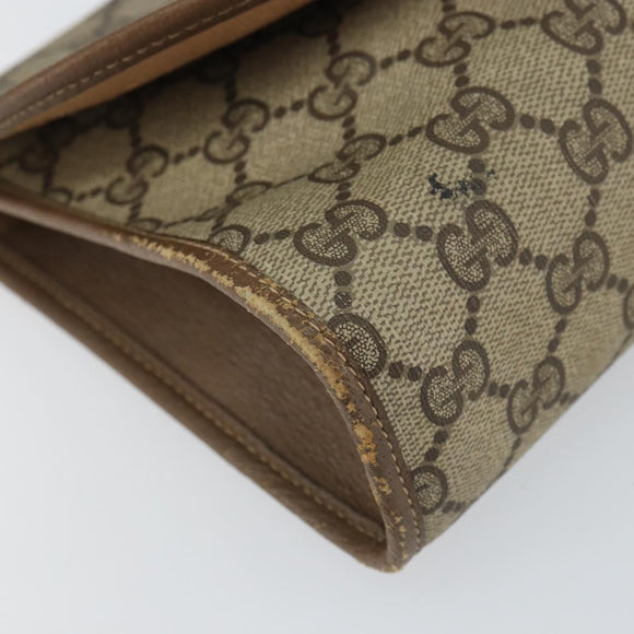 GUCCI GG Supreme Web Sherry Line Clutch Bag PVC Beige Gold 89 01 030 Auth BA9141