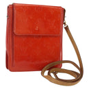 LOUIS VUITTON Monogram Vernis Motto Accessory Pouch Red M91137 LV Auth BA9148-1