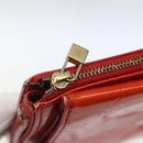 LOUIS VUITTON Monogram Vernis Motto Accessory Pouch Red M91137 LV Auth BA9148-17