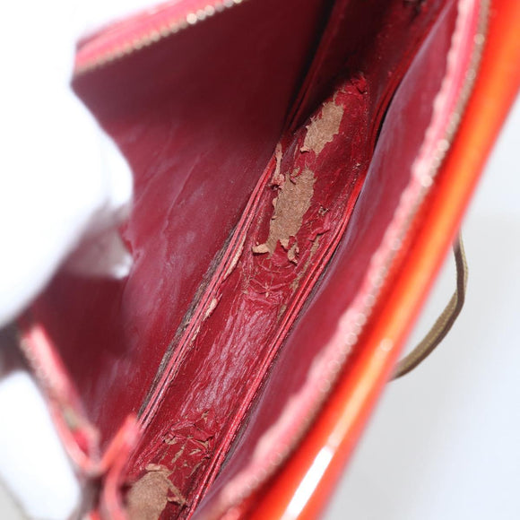 LOUIS VUITTON Monogram Vernis Motto Accessory Pouch Red M91137 LV Auth BA9148