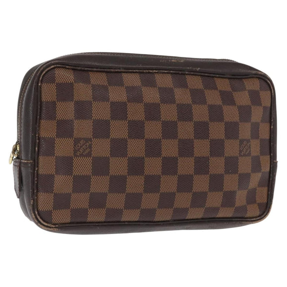 LOUIS VUITTON Damier Ebene Trousse Toilette 25 Clutch Bag N47624 LV Auth BA9155