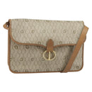 Christian Dior Honeycomb Canvas Shoulder Bag PVC Beige Gold Auth BA9156-1