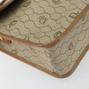 Christian Dior Honeycomb Canvas Shoulder Bag PVC Beige Gold Auth BA9156-11