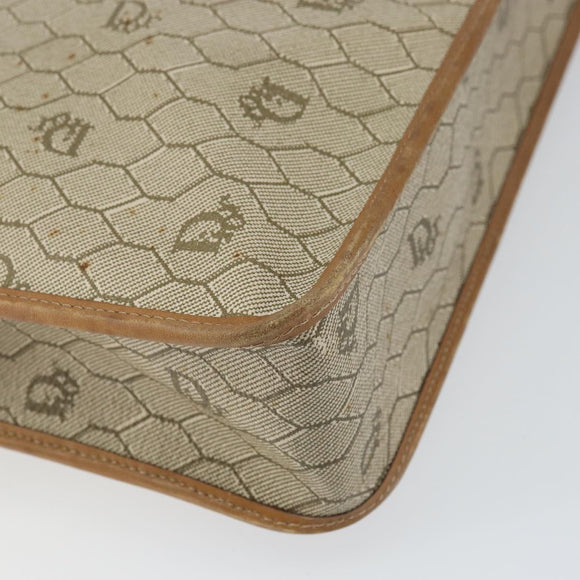 Christian Dior Honeycomb Canvas Shoulder Bag PVC Beige Gold Auth BA9156