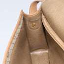 Christian Dior Honeycomb Canvas Shoulder Bag PVC Beige Gold Auth BA9156-19