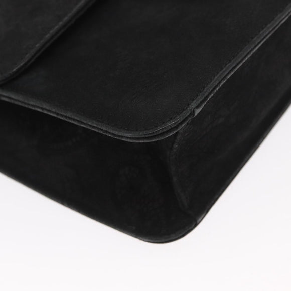 Chloe Chain Shoulder Bag Suede Black Gold Auth BA9157