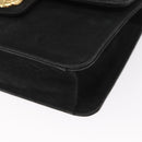 Chloe Chain Shoulder Bag Suede Black Gold Auth BA9157-11