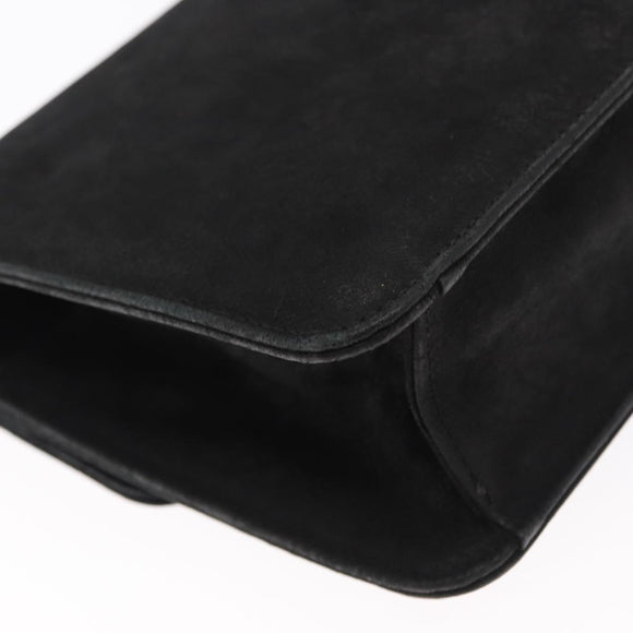 Chloe Chain Shoulder Bag Suede Black Gold Auth BA9157