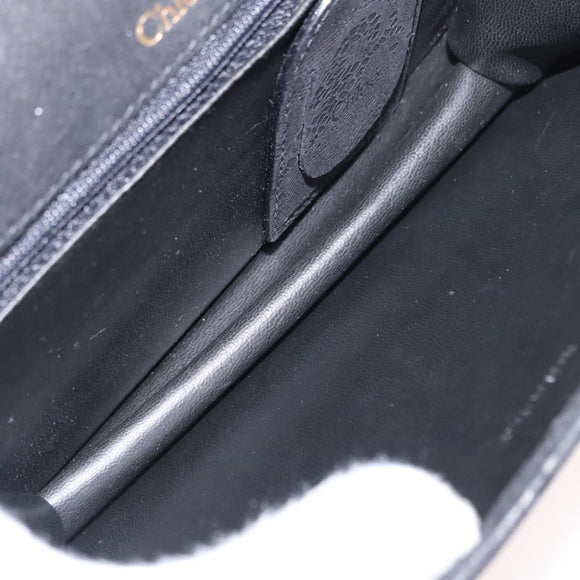 Chloe Chain Shoulder Bag Suede Black Gold Auth BA9157