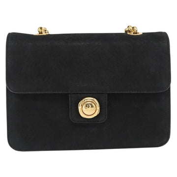 Chloe Chain Shoulder Bag Suede Black Gold Auth BA9157 - 0