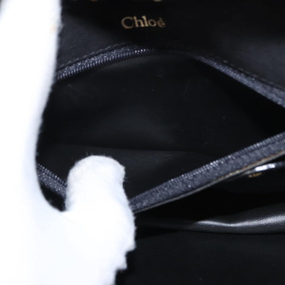 Chloe Chain Shoulder Bag Suede Black Gold Auth BA9157