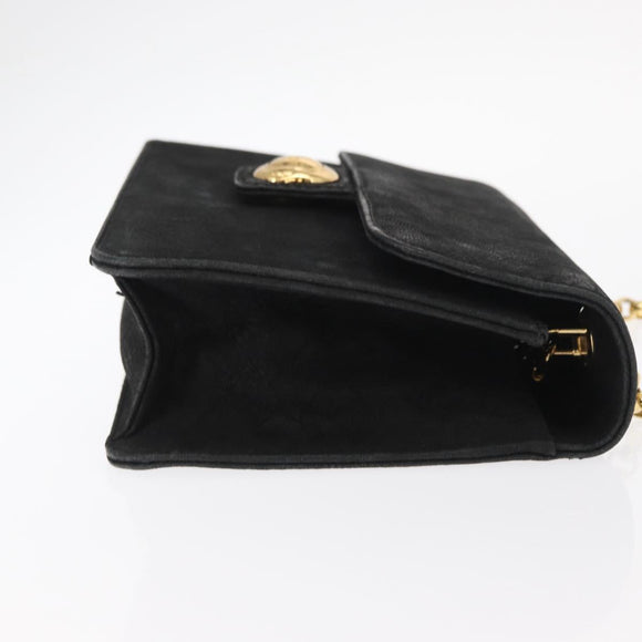 Chloe Chain Shoulder Bag Suede Black Gold Auth BA9157