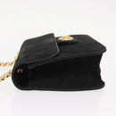 Chloe Chain Shoulder Bag Suede Black Gold Auth BA9157-5