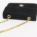 Chloe Chain Shoulder Bag Suede Black Gold Auth BA9157-6