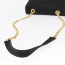 Chloe Chain Shoulder Bag Suede Black Gold Auth BA9157-7