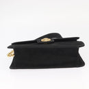 Chloe Chain Shoulder Bag Suede Black Gold Auth BA9157-9