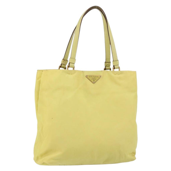 PRADA Hand Bag Nylon Yellow Gold Auth BA9158