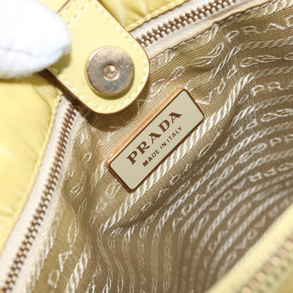 PRADA Hand Bag Nylon Yellow Gold Auth BA9158