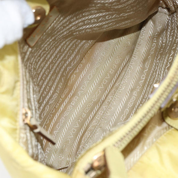 PRADA Hand Bag Nylon Yellow Gold Auth BA9158