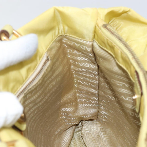 PRADA Hand Bag Nylon Yellow Gold Auth BA9158