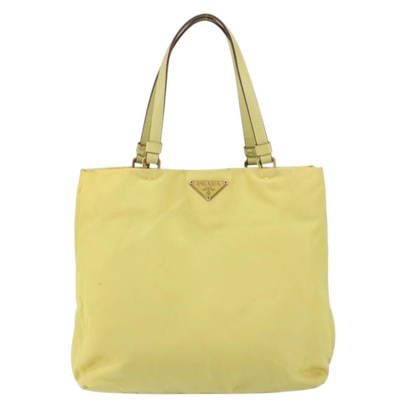 PRADA Hand Bag Nylon Yellow Gold Auth BA9158