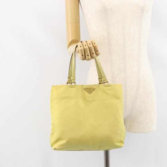 PRADA Hand Bag Nylon Yellow Gold Auth BA9158