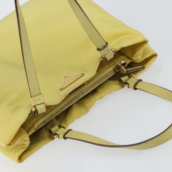 PRADA Hand Bag Nylon Yellow Gold Auth BA9158