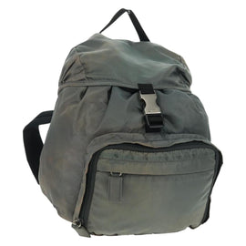 PRADA Backpack Nylon Gray Silver Auth BA9159