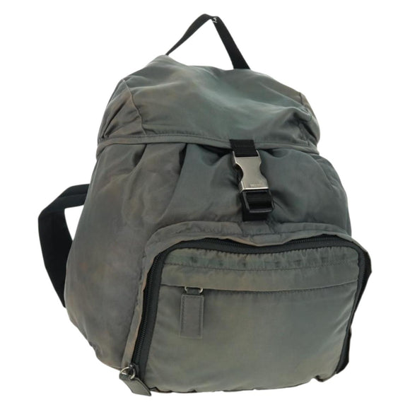 PRADA Backpack Nylon Gray Silver Auth BA9159