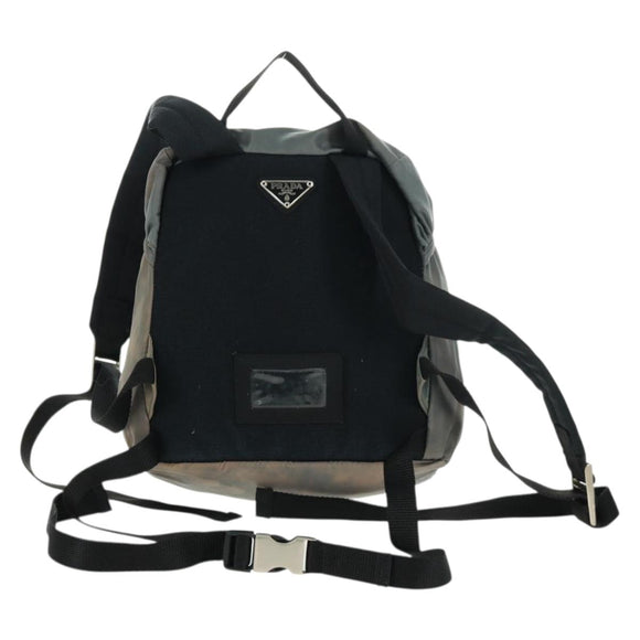 PRADA Backpack Nylon Gray Silver Auth BA9159