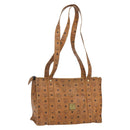 MCM Logogram Vicetos Tote Bag PVC Brown Gold Auth BA9161-1