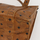 MCM Logogram Vicetos Tote Bag PVC Brown Gold Auth BA9161-10