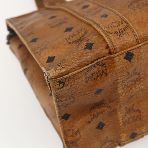 MCM Logogram Vicetos Tote Bag PVC Brown Gold Auth BA9161