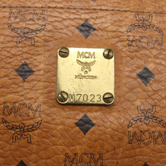 MCM Logogram Vicetos Tote Bag PVC Brown Gold Auth BA9161