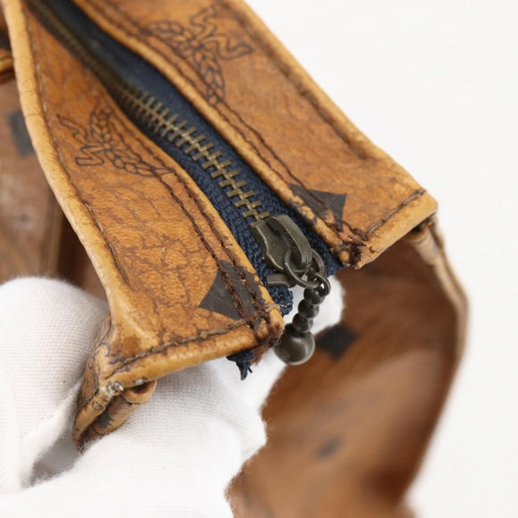 MCM Logogram Vicetos Tote Bag PVC Brown Gold Auth BA9161