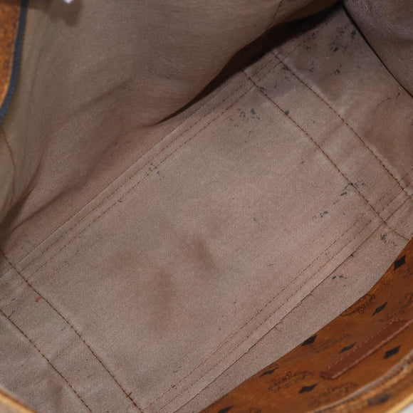 MCM Logogram Vicetos Tote Bag PVC Brown Gold Auth BA9161