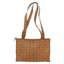 MCM Logogram Vicetos Tote Bag PVC Brown Gold Auth BA9161-2