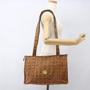 MCM Logogram Vicetos Tote Bag PVC Brown Gold Auth BA9161-21