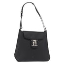 Salvatore Ferragamo Vala Shoulder Bag Leather Black Gold Auth BA9162-1