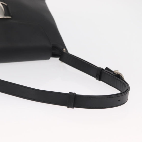 Salvatore Ferragamo Vala Shoulder Bag Leather Black Gold Auth BA9162