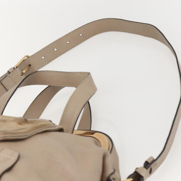 Chloe Elsie Hand Bag Leather 2way Beige Gold Auth BA9166