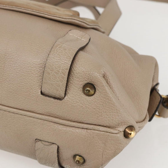 Chloe Elsie Hand Bag Leather 2way Beige Gold Auth BA9166