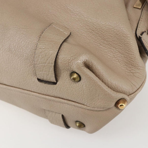 Chloe Elsie Hand Bag Leather 2way Beige Gold Auth BA9166