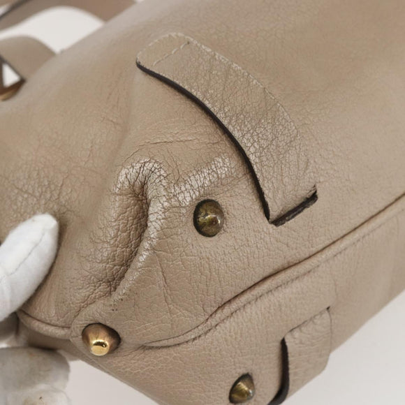 Chloe Elsie Hand Bag Leather 2way Beige Gold Auth BA9166