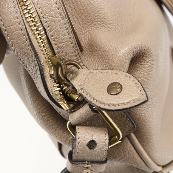 Chloe Elsie Hand Bag Leather 2way Beige Gold Auth BA9166